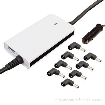 E-mark Certified from SGS Mini 90W Universal Laptop/Car Charger with 5V/2A USB for iPhone/iPad
